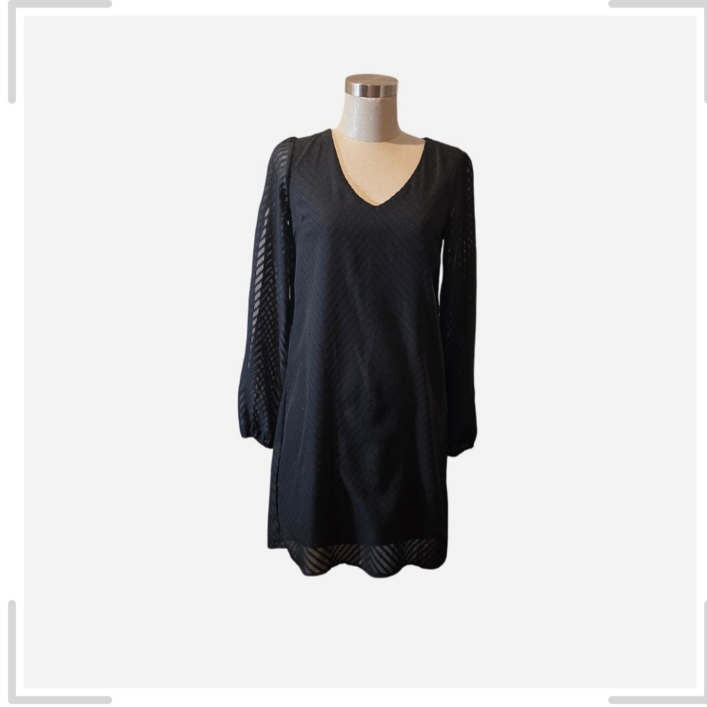 Y2K Almost Famous • Black Long Sleeve Mini Dress.  Sz Sm.